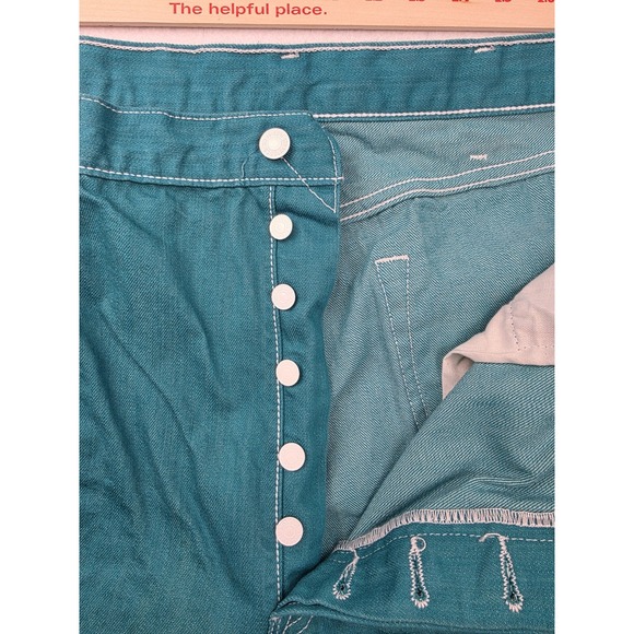 2017 Levi's 501 Coral Blue Men's Denim Jean Pants Shrink To Fit 42x32 Buttonfly - Picture 4 of 10